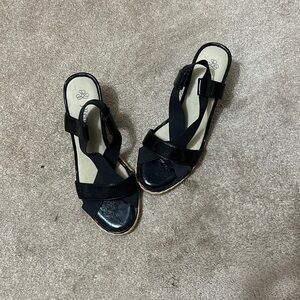 J Renee Crisscrossed Black Wedge Sz 8.5 Espadrilles Casual